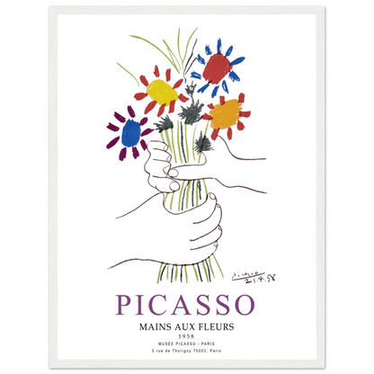 Pablo Picasso Hands With Flowers 1958 Artwork Poster Print