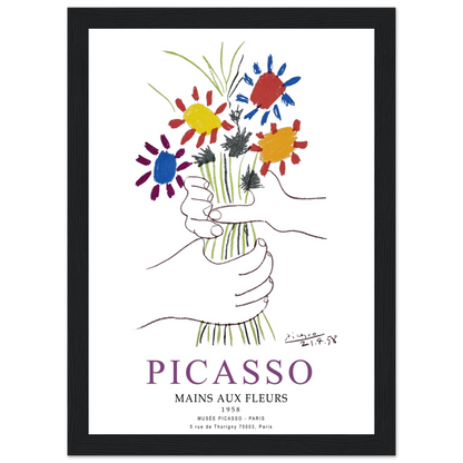 Pablo Picasso Hands With Flowers 1958 Artwork Poster Print