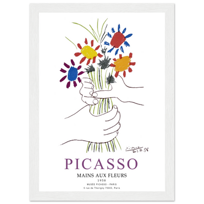 Pablo Picasso Hands With Flowers 1958 Artwork Poster Print