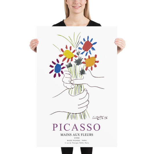 Pablo Picasso Hands With Flowers 1958 Artwork Poster Print