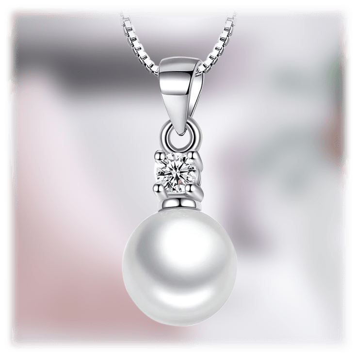 Elegant Pearl Pendant Necklace with Cubic Zirconia Accent