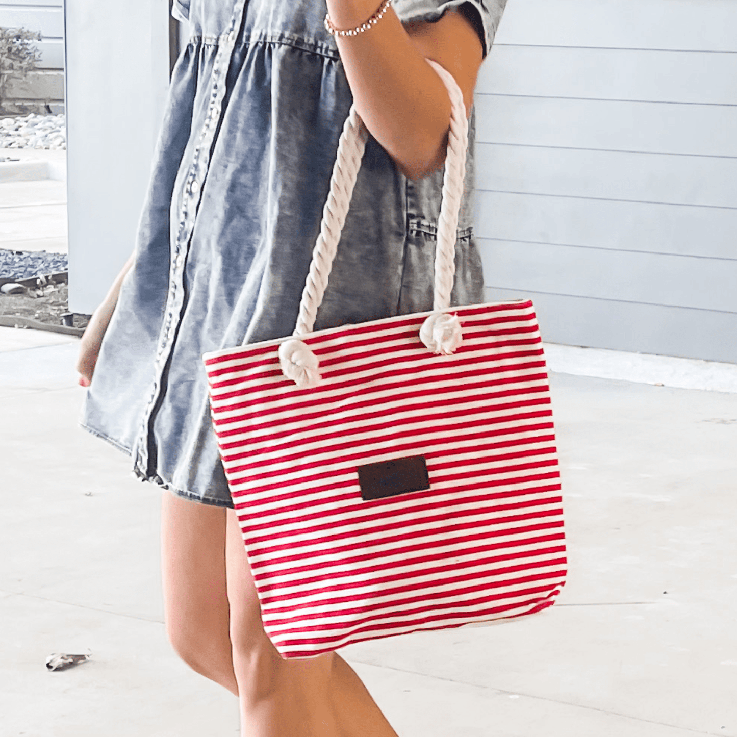 Chic Striped Canvas Tote Bag for Everyday Essentials