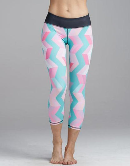 Pink Pattern Leggings with Breathable Fabric and Fit Style