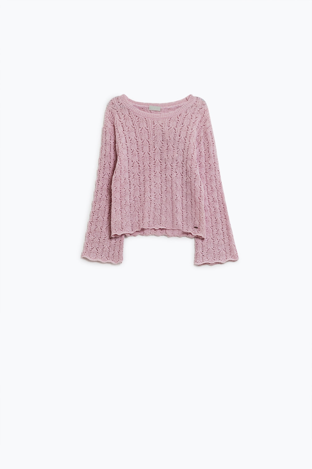 Pink Sweater With Flared Sleeves in Relaxed Boho Style