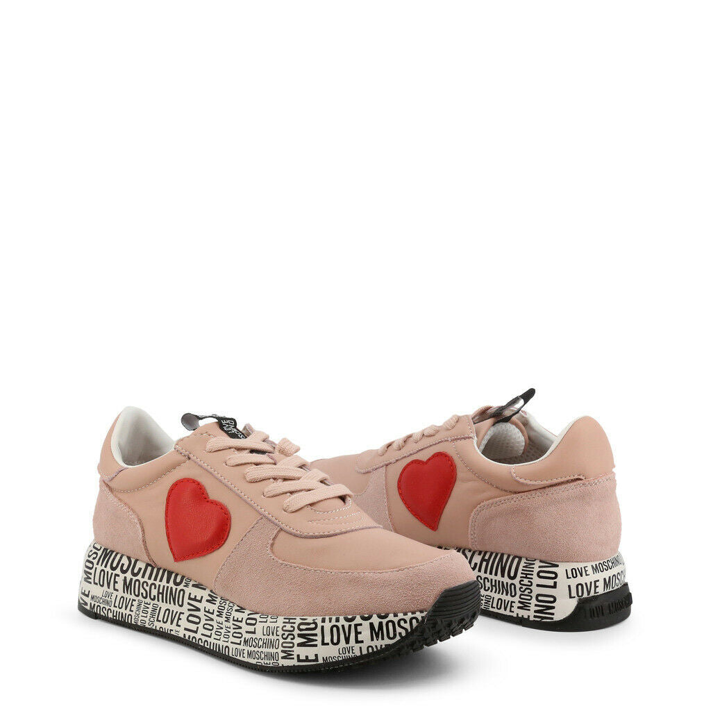 Pink Heart Sneakers with Platform Heel for Ultimate Comfort