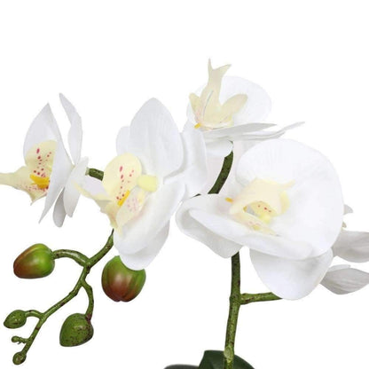 Potted Single Stem White Phalaenopsis Orchid With Decorative Pot 35cm - Lifelike Elegance for Your Home