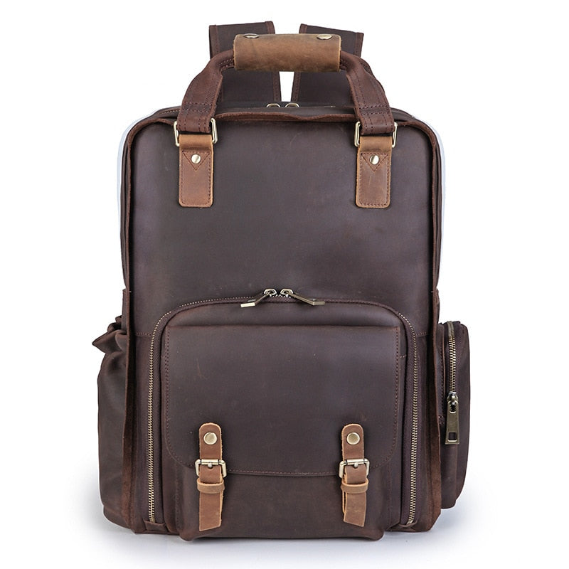 The Gaetano Large Leather Backpack Camera Bag with Tripod Holder