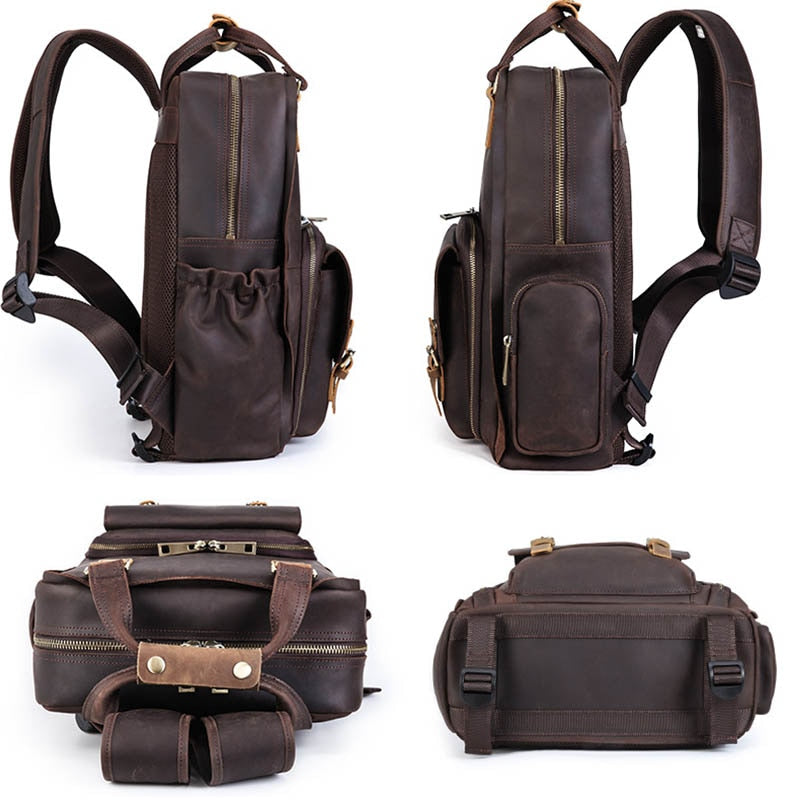 The Gaetano Large Leather Backpack Camera Bag with Tripod Holder