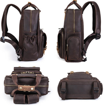 The Gaetano Large Leather Backpack Camera Bag with Tripod Holder