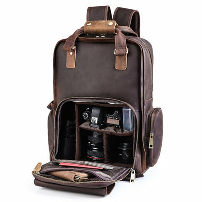 The Gaetano Large Leather Backpack Camera Bag with Tripod Holder