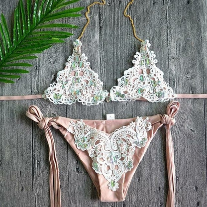 Sexy Crochet Jewelry Bikini Set Two-Piece Lace Swimsuit