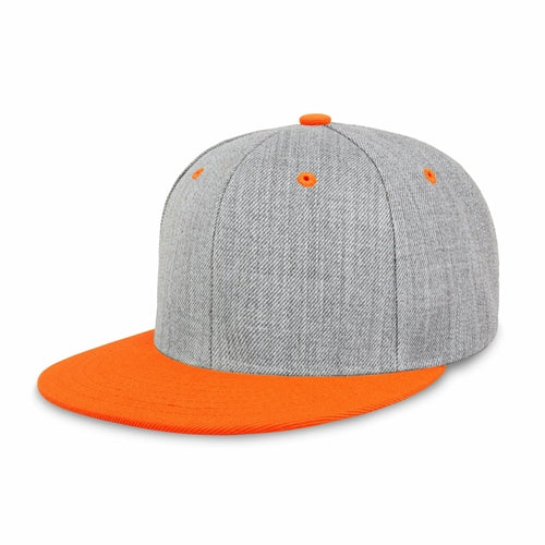 Two-Tone Heather Grey Flat Bill Snapback Cap for Comfort