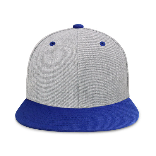 Two-Tone Heather Grey Flat Bill Snapback Cap for Comfort