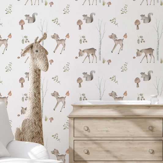 Baby Deer Wallpaper for Nursery and Kids Room Decor