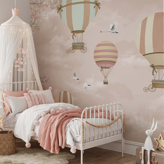 Vintage Hot Air Balloons Wallpaper for Stylish Nursery Decor