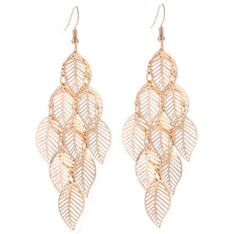 Dangling Leaf Earrings in High Quality Zinc Alloy