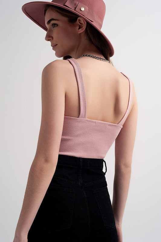 Rib Crop Top in Pink Blush - Bodycon Casual Style