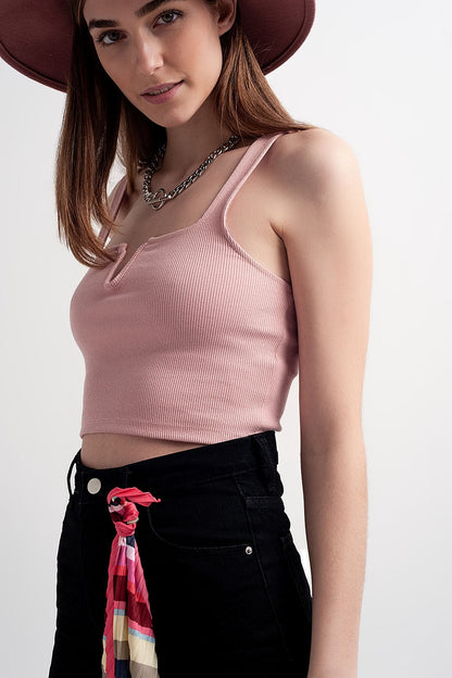 Rib Crop Top in Pink Blush - Bodycon Casual Style