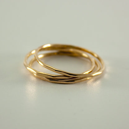 Hammered 14k Gold Filled Slim Ring Stack