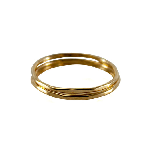 Hammered 14k Gold Filled Slim Ring Stack - Stylemz