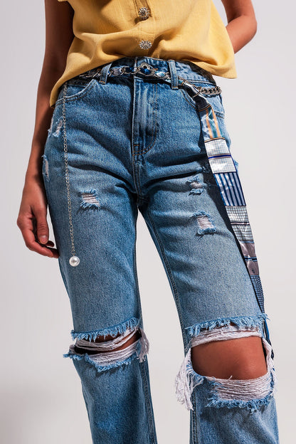 Ripped Knee Jeans in Light Blue for Urban Style