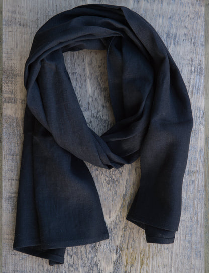 Stylish Black Linen Scarf - Lightweight Unisex Accessory