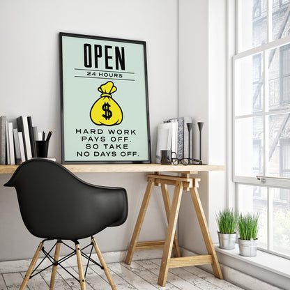 Open 24 Hrs Quality Printed Poster - Multiple Sizes Available