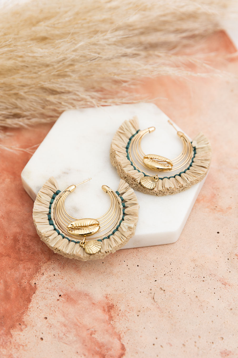 Seashell Raffia Earrings for Coastal Chic Style