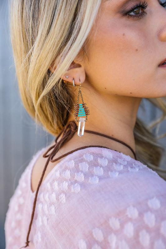 Seed Bead with Crystal Drop Earrings for Everyday Elegance