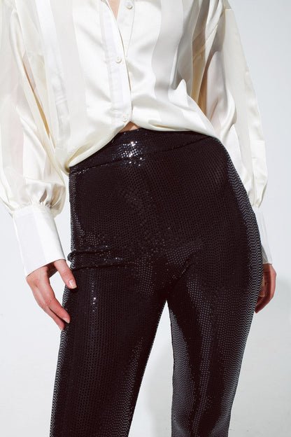 Sequin Leggings in Black for Party Wear and Style