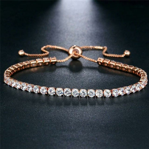 Simple Tennis Bracelet with Adjustable Length and CZ