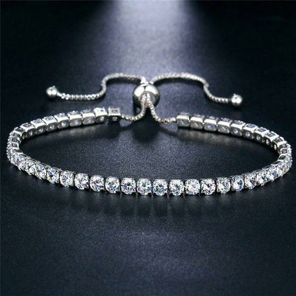 Simple Tennis Bracelet with Adjustable Length and CZ