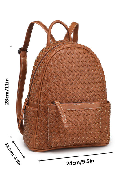 Woven Backpack Purse for Women Camel Vegan Leather MT1086-13 BR