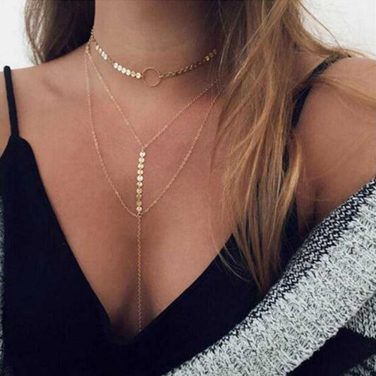 Three Layer Lariat Choker Necklace - Stylemz