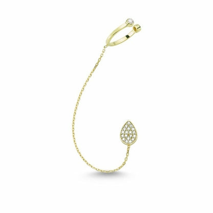 Mia Silver Threader Ear Cuff Earring with Chain - Stylemz