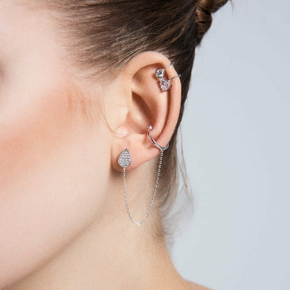 Stella Silver Threader Ear Cuffs Earrings Set - Stylemz