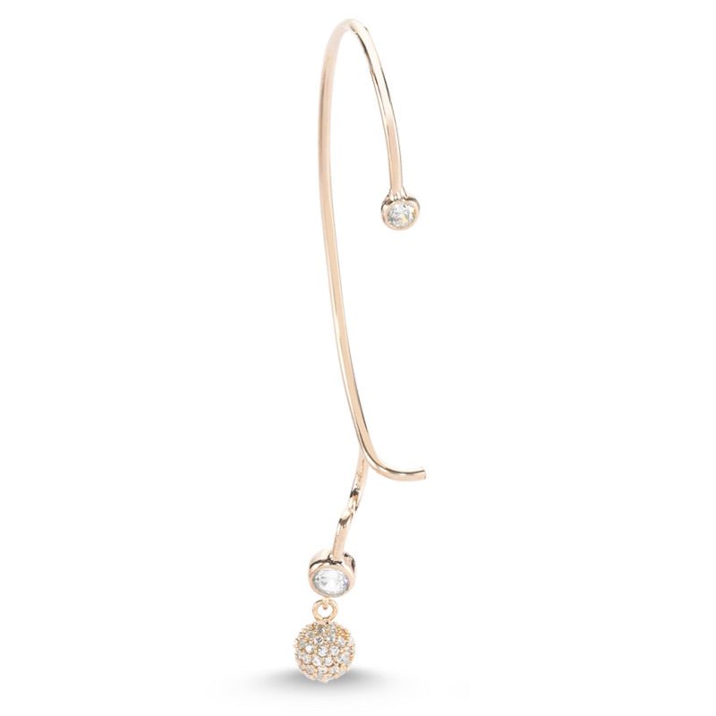 Zoey Silver Ear Cuff Earring with Ball Drop Dangle - Stylemz