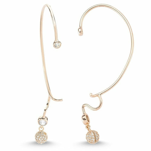 Zoey Silver Ear Cuff Earring with Ball Drop Dangle - Stylemz