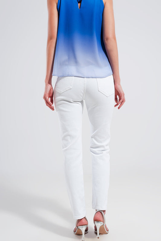 Stretch Cotton Skinny Jeans in White for Effortless Style