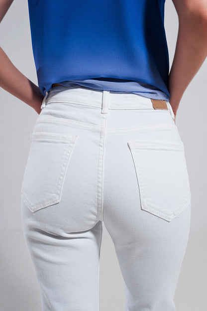 Stretch Cotton Skinny Jeans in White for Effortless Style