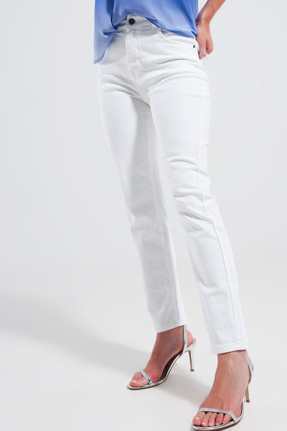 Stretch Cotton Skinny Jeans in White for Effortless Style