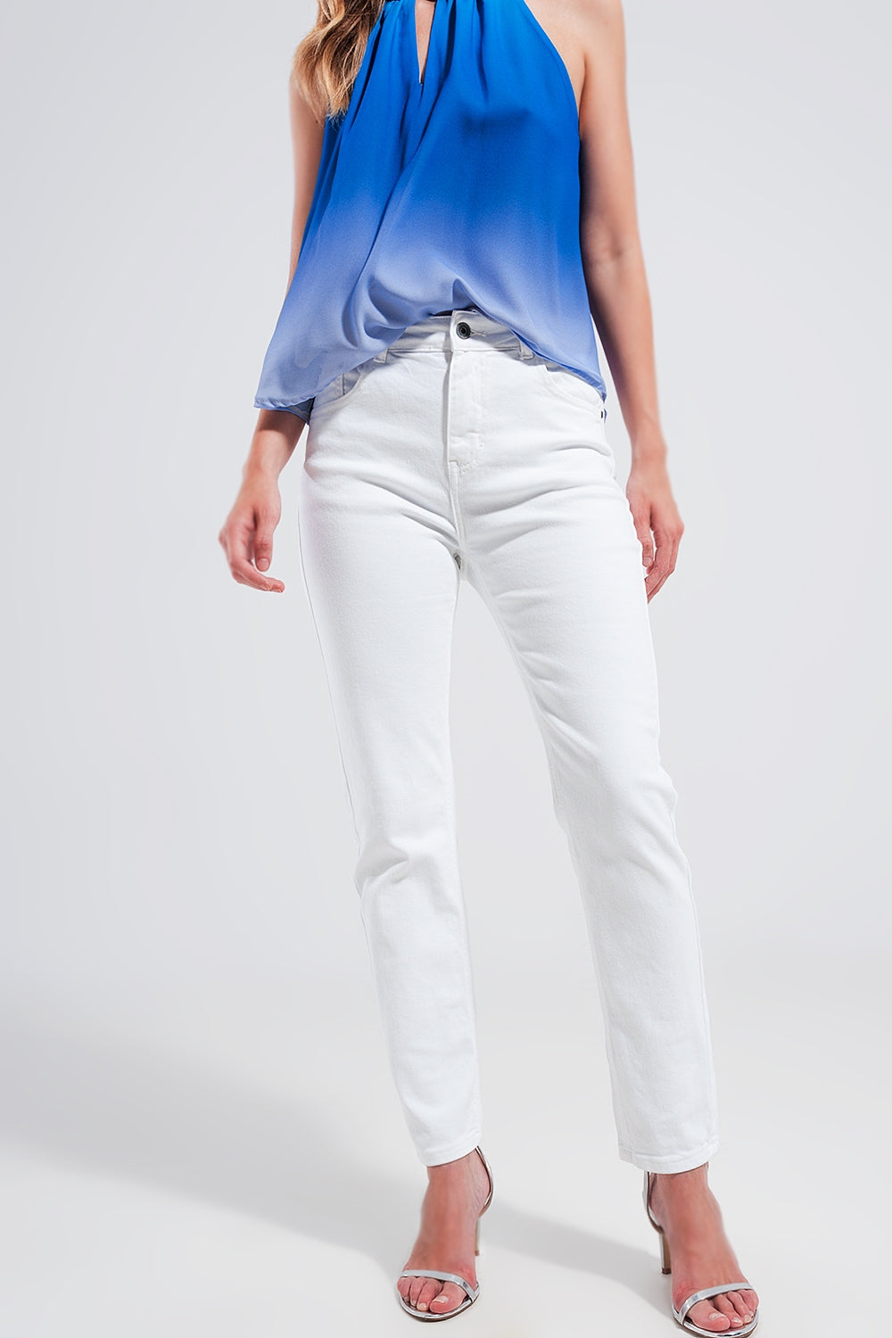 Stretch Cotton Skinny Jeans in White for Effortless Style