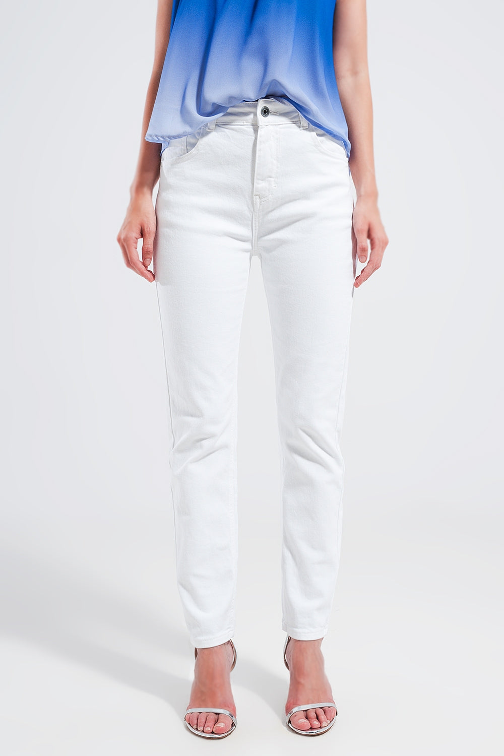 Stretch Cotton Skinny Jeans in White for Effortless Style