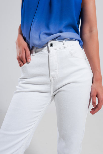 Stretch Cotton Skinny Jeans in White for Effortless Style