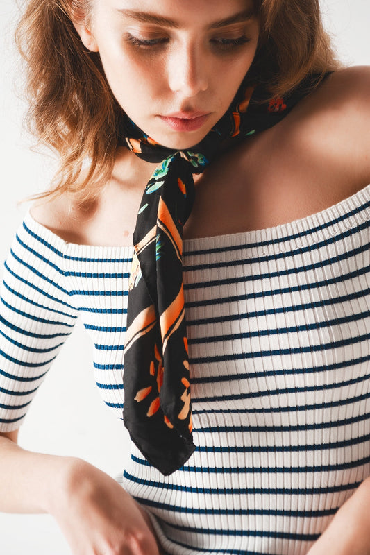 Stripe Bardot Top in Navy for Effortless Daily Style