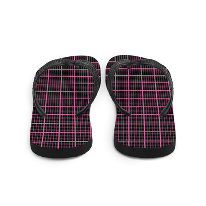 Black and Pink Check Chequered Flip-Flops for Comfort