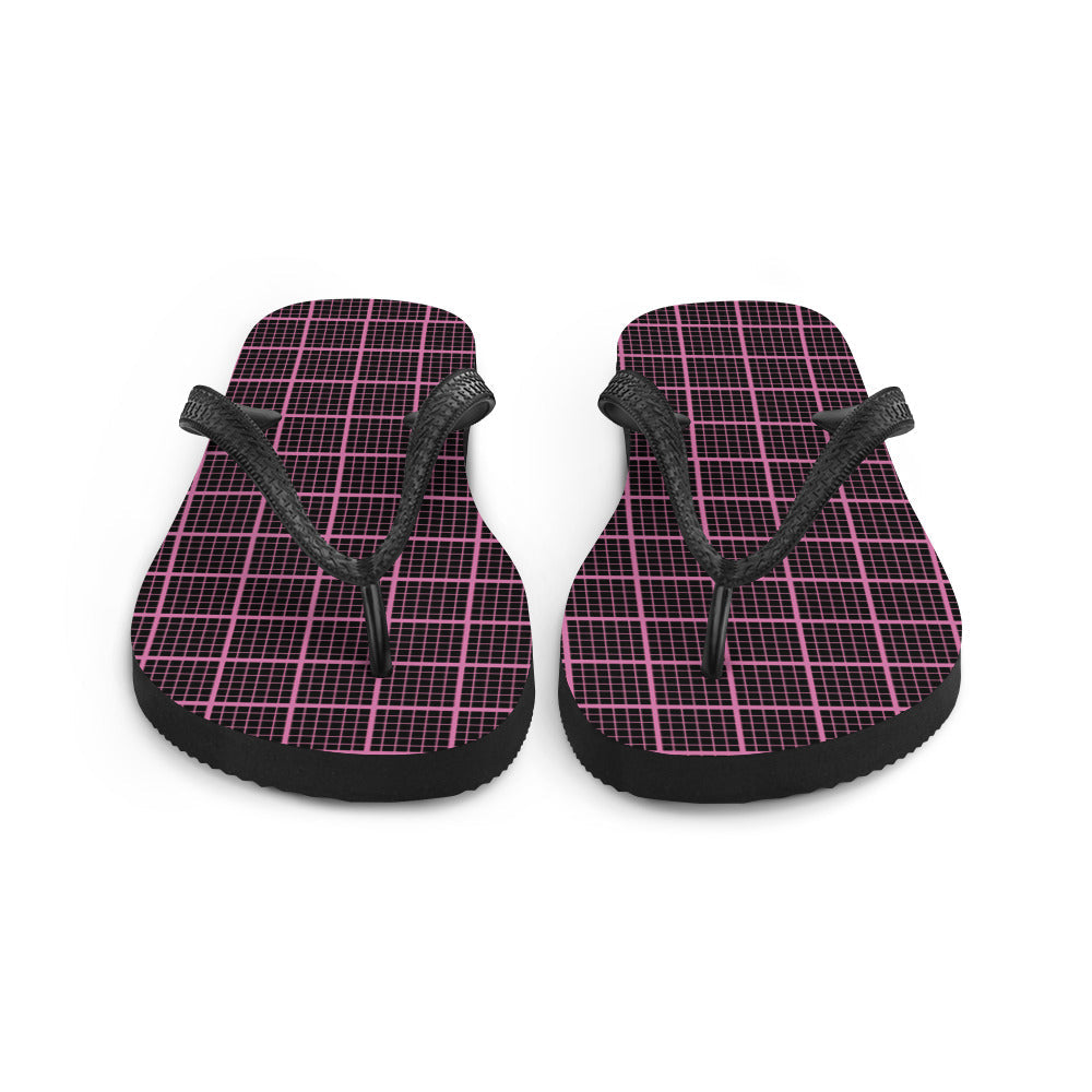 Black and Pink Check Chequered Flip-Flops for Comfort