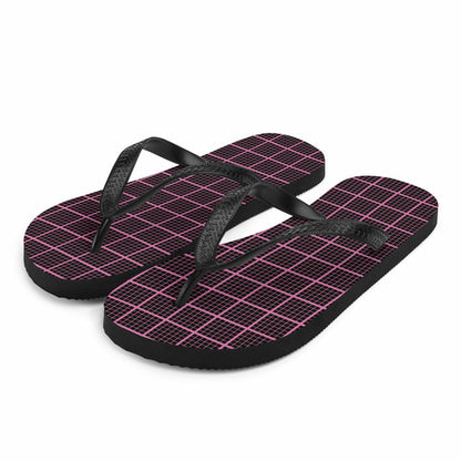 Black and Pink Check Chequered Flip-Flops for Comfort