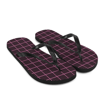 Black and Pink Check Chequered Flip-Flops for Comfort