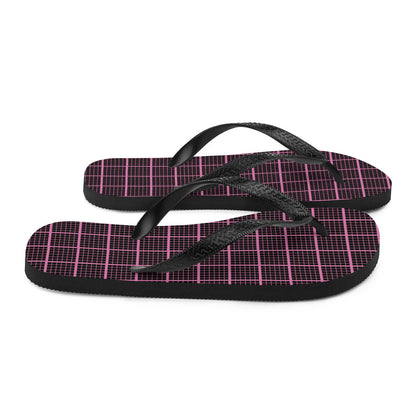 Black and Pink Check Chequered Flip-Flops for Comfort